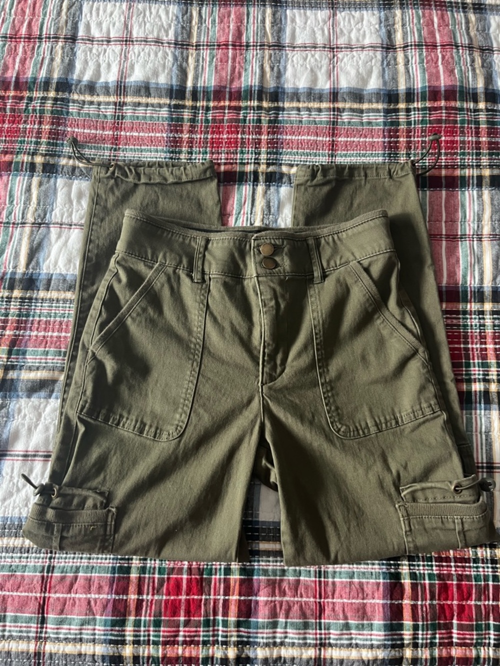 Democracy Olive Utility Button-Front Cargo pants
